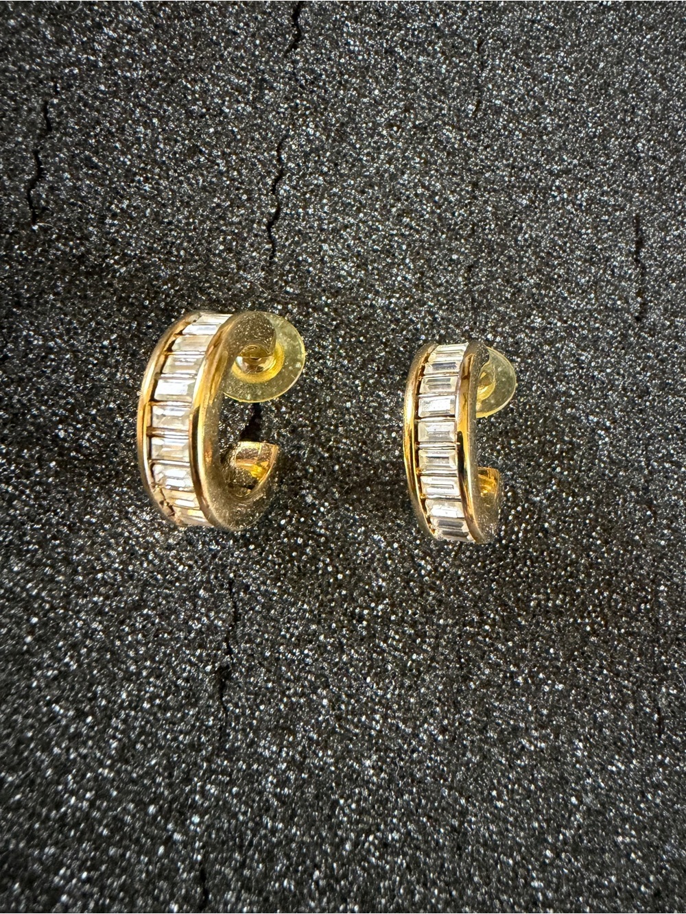 Swarovski Baguette Cut Rhinestone Hoop Earrings